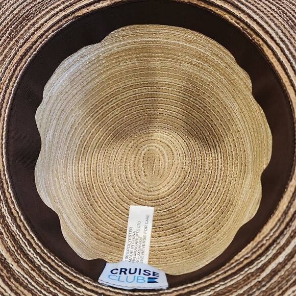Cruise Club Womens Brown Polyester Pull On Sun Protection Wide-Brimmed Straw Hat - Picture 10 of 12